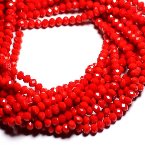 Fil 39cm 90pc env - perles verre opaque - rondelles facettées 6x4.5mm rouge vif - 4558550084859
