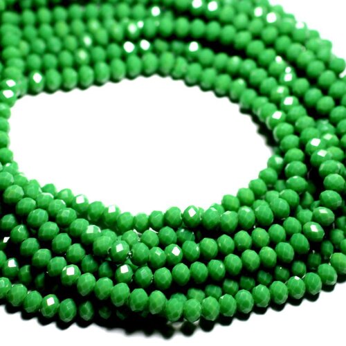 Fil 39cm 90pc env - perles verre opaque - rondelles facettées 6x4.5mm vert - 4558550084880