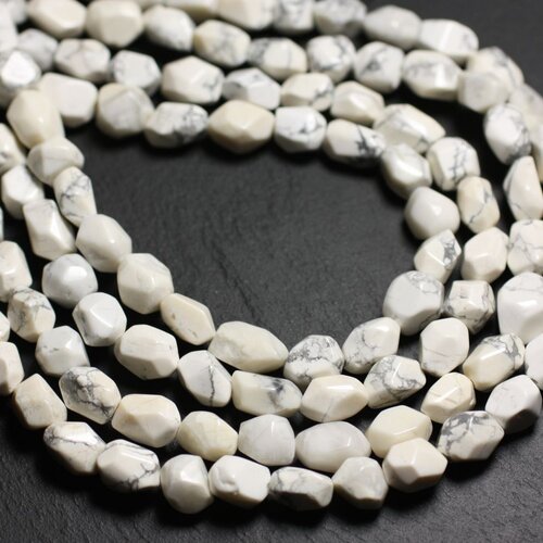 8pc - perles de pierre - howlite nuggets facettés 9-11mm - 4558550085481