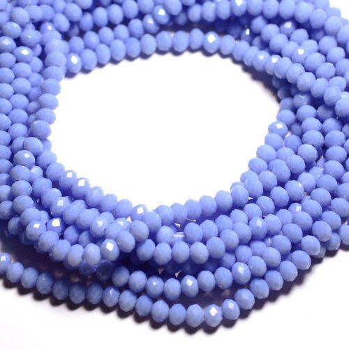 Fil 39cm 90pc env - perles verre opaque - rondelles facettées 6x4.5mm bleu mauve lavande pastel - 4558550084927