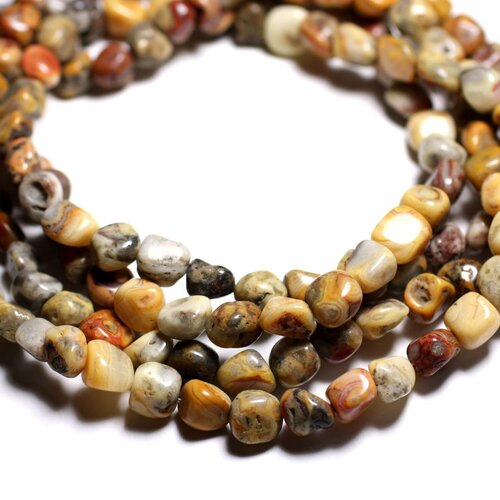 10pc - perles pierre - agate crazy nuggets 8-10mm blanc jaune marron gris - 4558550085450
