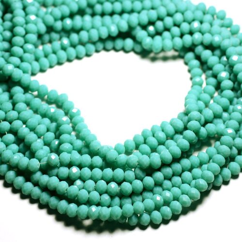 Fil 39cm 90pc env - perles verre opaque - rondelles facettées 6x4.5mm vert clair turquoise - 4558550084910