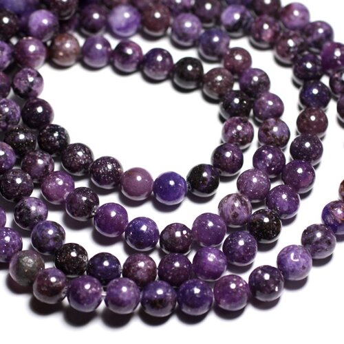 4pc - perles de pierre - lépidolite violette boules 10mm -  4558550084613