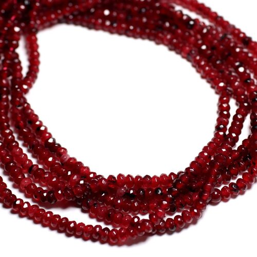 20pc - perles pierre - jade rondelles facettées 4x2mm rouge bordeaux et noir - 4558550084439