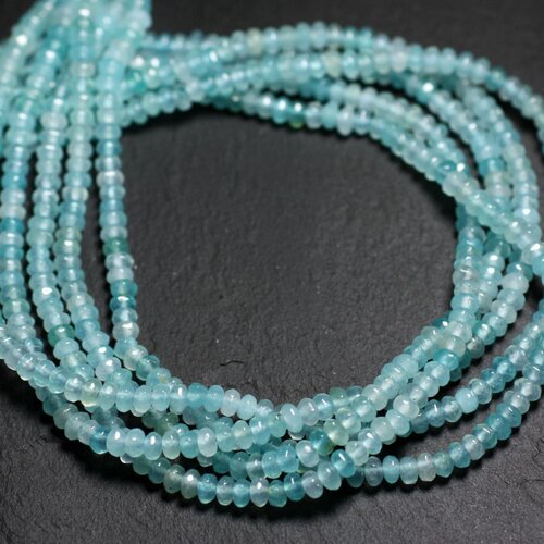 30pc - perles de pierre - jade rondelles facettées 4x2mm bleu ciel turquoise - 4558550084415