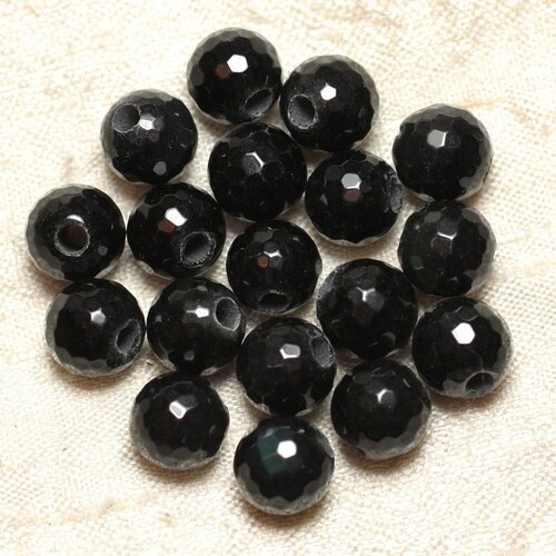 2pc - perles de pierre perçage 2.5mm - obsidienne boules facettées 10mm -  4558550012166