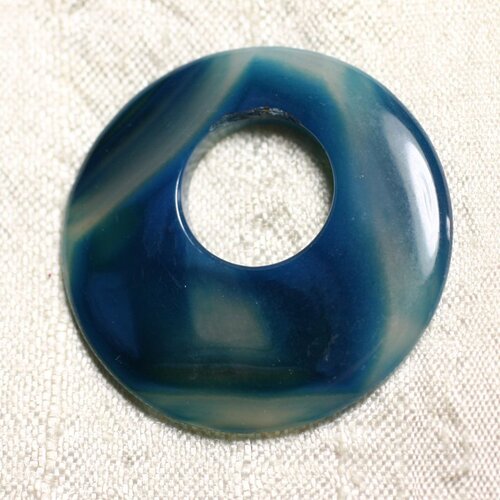 Pendentif pierre semi précieuse - agate bleue donut 40mm n2 -  4558550085948