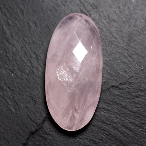 Cabochon pierre - quartz rose facetté ovale 48x23mm n16 -  4558550086372