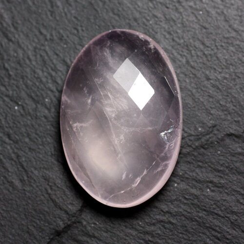 Cabochon pierre - quartz rose facetté ovale 34x24mm n15 -  4558550086365