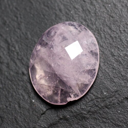 Cabochon pierre - quartz rose facetté ovale 21x12mm n10 -  4558550086310