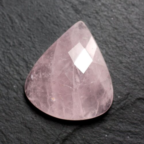 Cabochon pierre - quartz rose facetté goutte 29x24mm n8 -  4558550086297