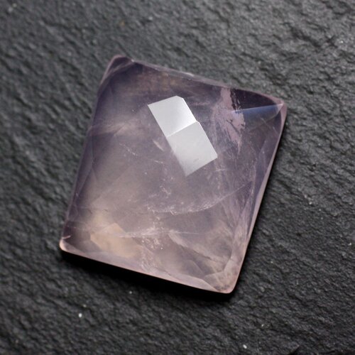 Cabochon pierre - quartz rose facetté rectangle 23x20mm n2 -  4558550086235