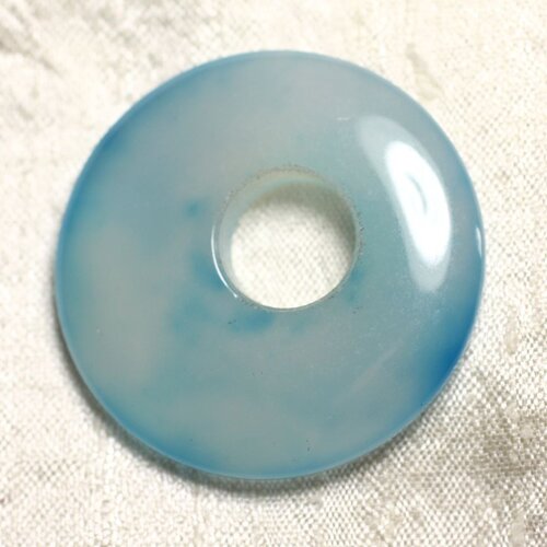 Pendentif pierre semi précieuse - agate bleu turquoise donut 45mm n28 -  4558550086167
