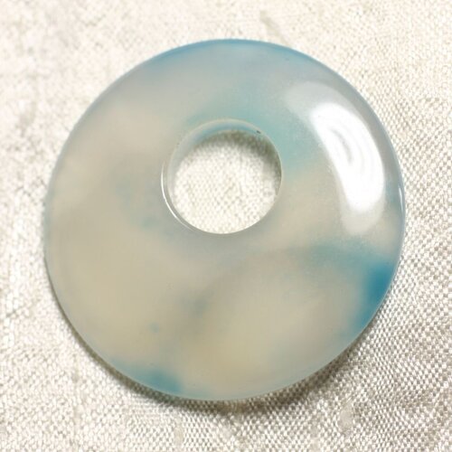 Pendentif pierre semi précieuse - agate bleu turquoise donut 45mm n26 -  4558550086150