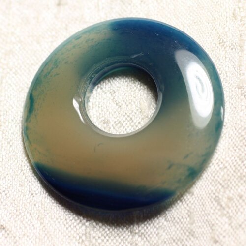 Pendentif pierre semi précieuse - agate bleue donut 42mm n16 -  4558550086082