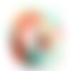 1pc - collier ruban soie teint à la main 85 x 2.5cm jaune, orange, bleu turquoise (ref soie179)   4558550001825