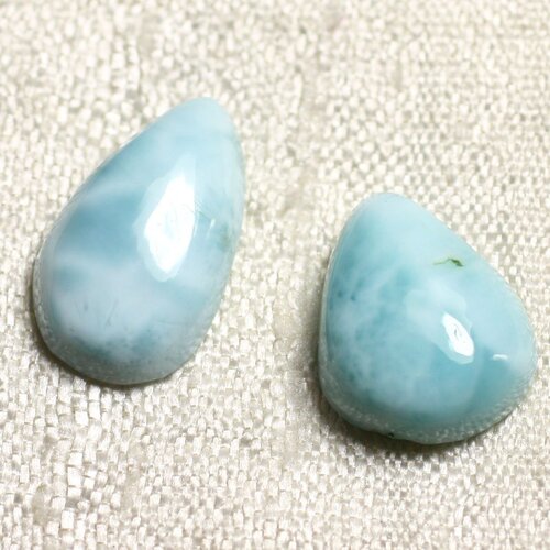 Lot 2 cabochons pierre semi précieuse - larimar gouttes 11-13mm n1 -  4558550087294