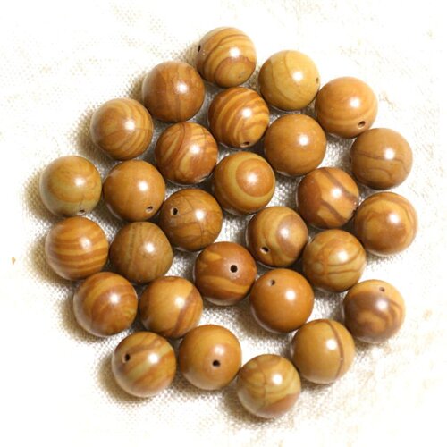10pc - perles de pierre - jaspe bois boules 10mm - 4558550031181