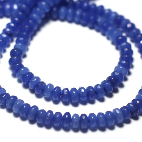 30pc - perles de pierre - jade rondelles facettées 4x2mm bleu roi nuit - 4558550011107