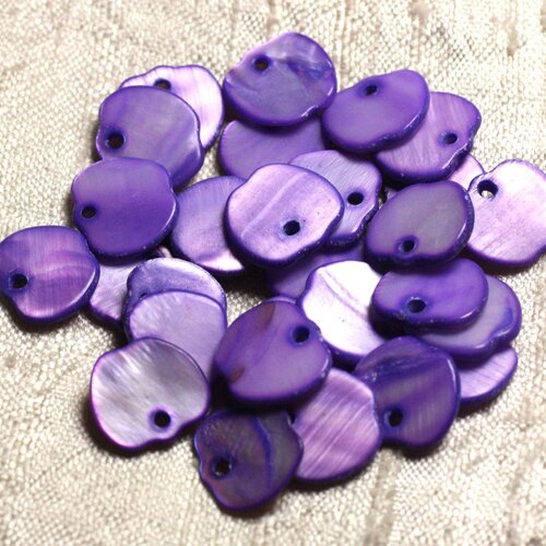 10pc - perles breloques pendentifs nacre pommes 12mm violet   4558550011121