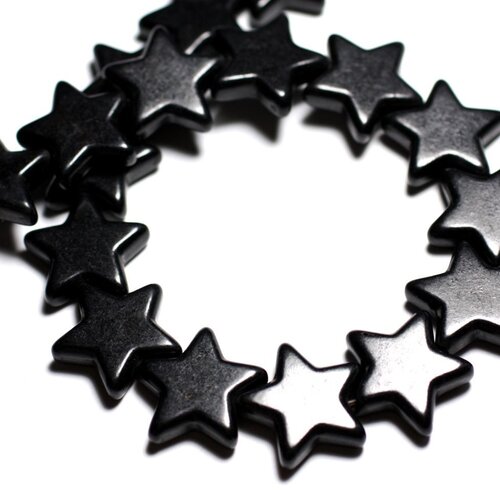 5pc - perles turquoise synthèse étoiles 20mm noir   4558550012876