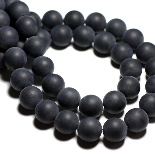 4pc - perles de pierre - onyx noir mat boules 12mm   4558550012722