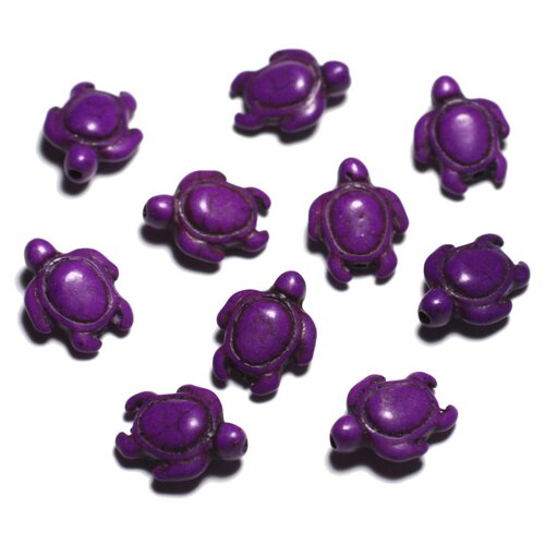 10pc - perles de pierre turquoise synthèse - tortues 19x15mm violet -  4558550087799