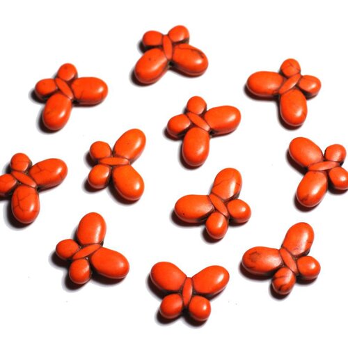 10pc - perles de pierre turquoise synthèse - papillons 20x15mm orange -  4558550088055