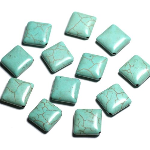 10pc - perles de pierre turquoise synthèse - losanges 18x14mm bleu turquoise -  4558550087973