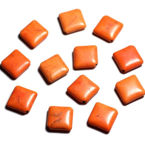 10pc - perles de pierre turquoise synthèse - losanges 18x14mm orange -  4558550087942