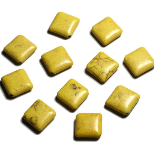 10pc - perles de pierre turquoise synthèse - losanges 18x14mm jaune -  4558550087935