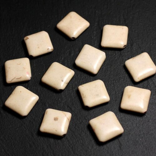 10pc - perles de pierre turquoise synthèse - losanges 18x14mm blanc crème -  4558550087928