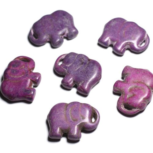1pc - grande perle pendentif en pierre turquoise synthèse - elephant 40mm violet - 4558550087898