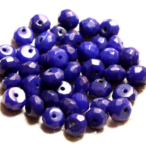 10pc - perles pierre - jade rondelles facettées 8x5mm bleu roi nuit opaque - 4558550008992