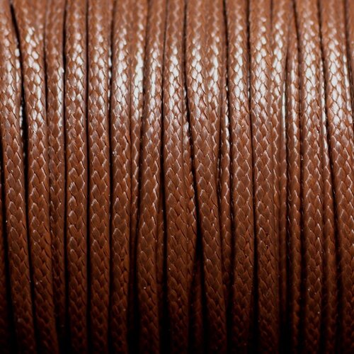 5 mètres - cordon coton ciré enduit rond 2mm marron chocolat - 4558550088321