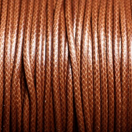 5 metres - fil corde cordon coton ciré 2mm marron noisette