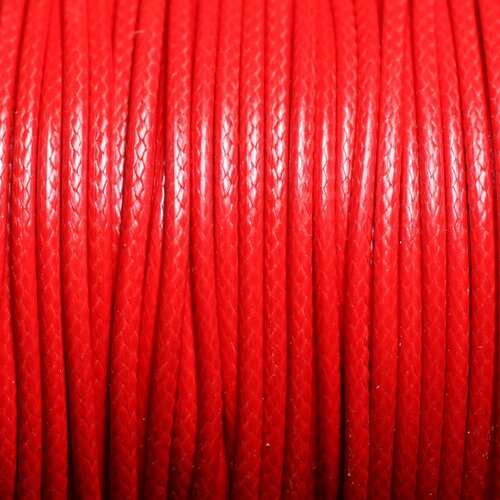 5 mètres - cordon coton ciré enduit rond 2mm rouge vif - 4558550088307