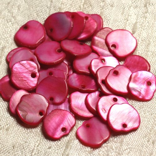 10pc - breloques pendentifs nacre pommes 12mm rouge rose   4558550003782