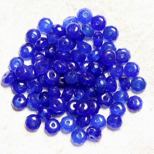 10pc - perles de pierre - jade rondelles facettées 6x4mm bleu roi  4558550008169