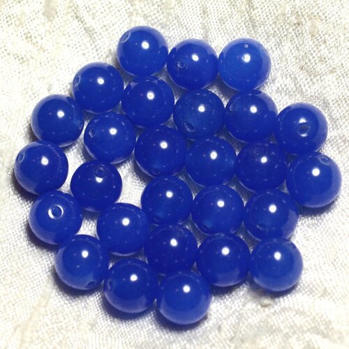 10pc - perles de pierre - jade boules 10mm bleu roi   4558550002426