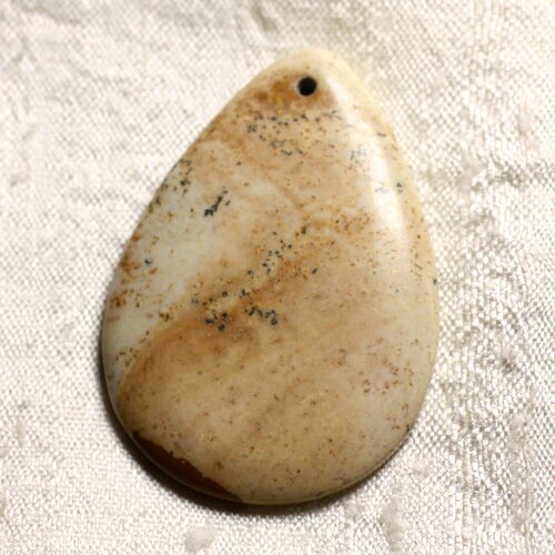 N2 - pendentif en pierre semi précieuse - jaspe paysage beige goutte 50mm - 4558550089267