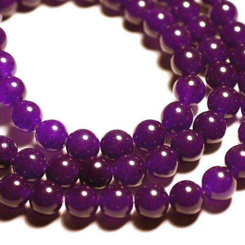 10pc - perles de pierre - jade boules 10mm violet - 4558550089724