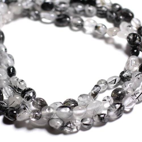 10pc - perles de pierre - quartz tourmaline nuggets 4-9mm   4558550024084
