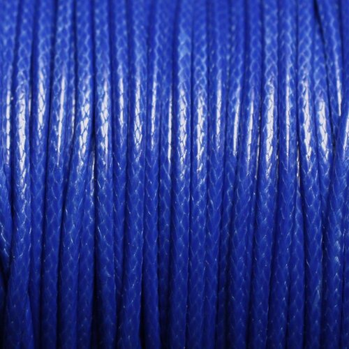 5 mètres - cordon coton ciré enduit rond 2mm bleu roi - 4558550088376