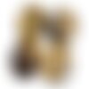 1pc - pendentif pierre - oeil de tigre rond cercle donut pi 40mm marron bronze doré noir - 4558550091444