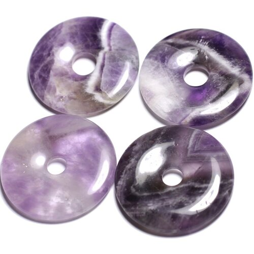 1pc - pendentif pierre - amethyste rond cercle donut pi 40mm violet mauve