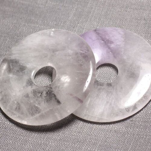 1pc - pendentif pierre améthyste claire lavande grand rond cercle donut pi 60mm violet mauve blanc - 4558550091338