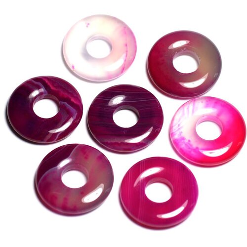 Pendentif pierre semi précieuse - agate rose donut pi 20mm - 4558550092045