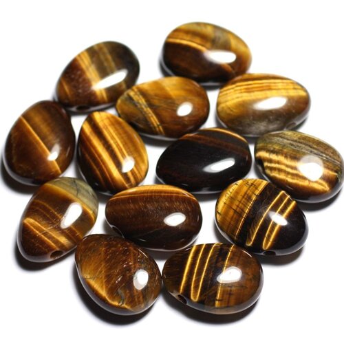 1pc - pendentif pierre - oeil de tigre goutte 25mm marron bronze doré noir - 4558550092250