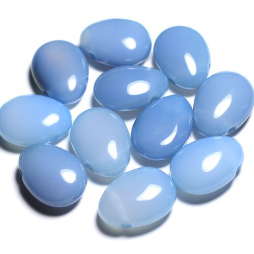 Pendentif pierre semi précieuse - agate bleu clair goutte 25mm - 4558550092120